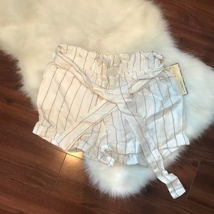 Vintage Havana White Striped Tie Front Shorts